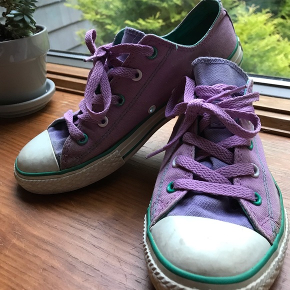 One of a kind purple and teal Converse sneakers - Picture 2 of 7